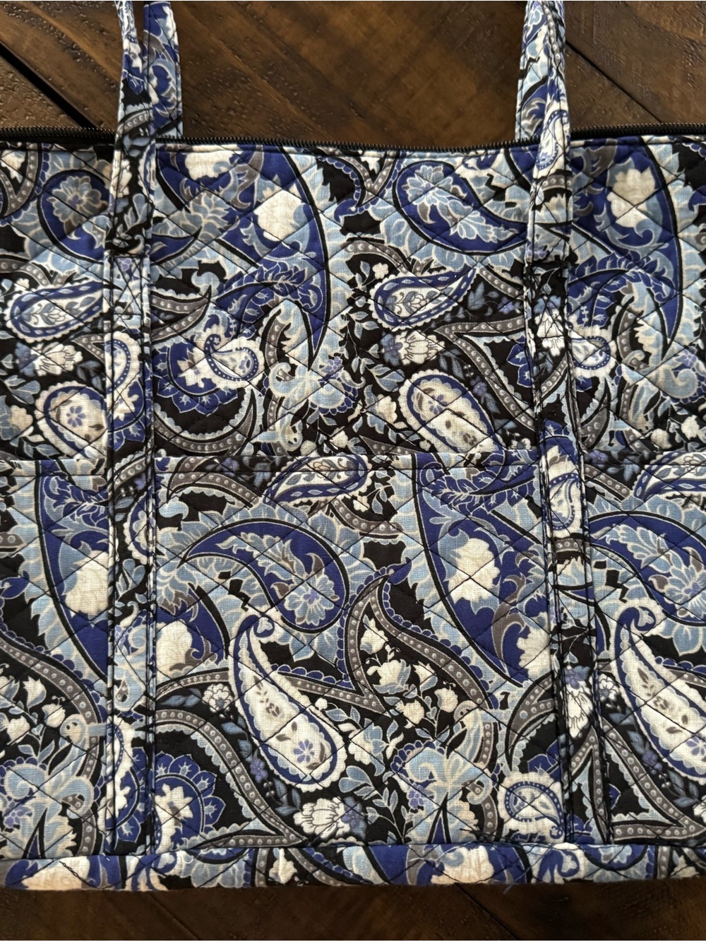 Vera Bradley Blue Black Paisley Quilted Tote